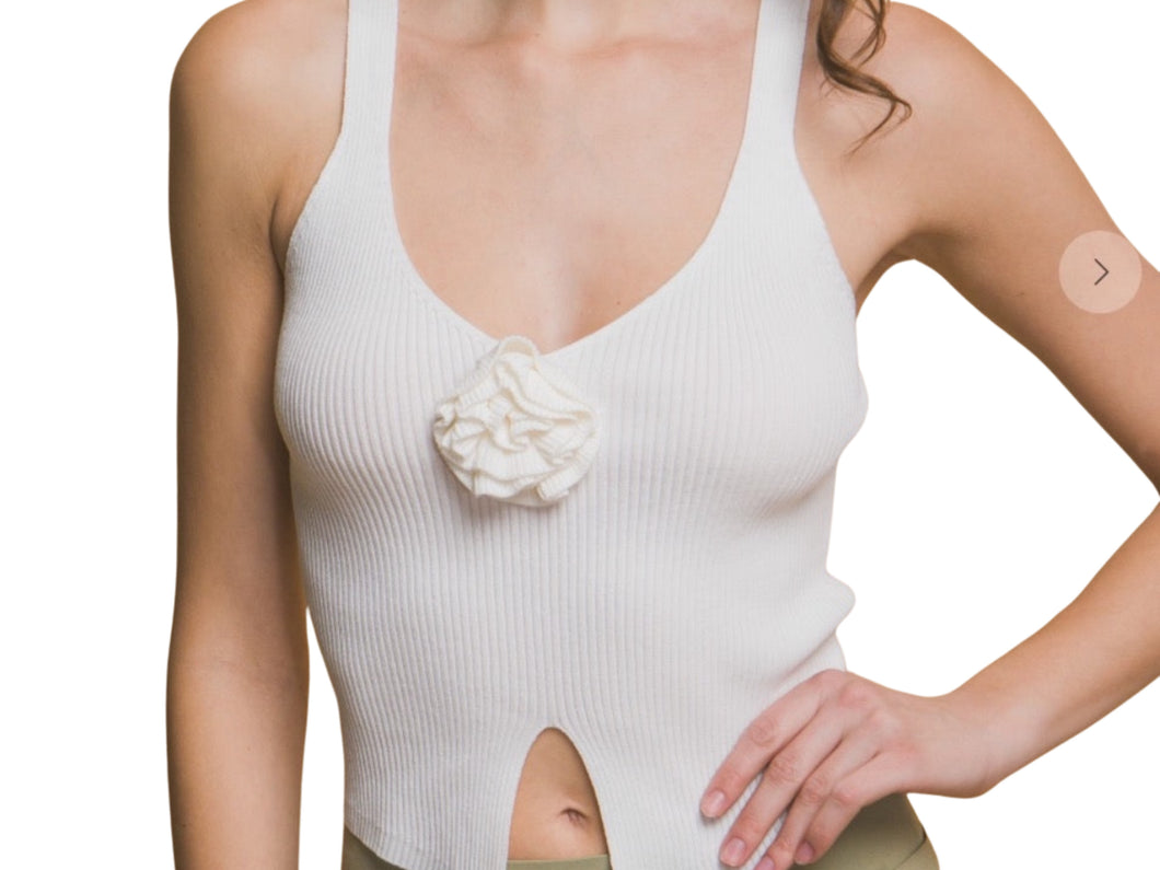 Ribbed Rose detail Top