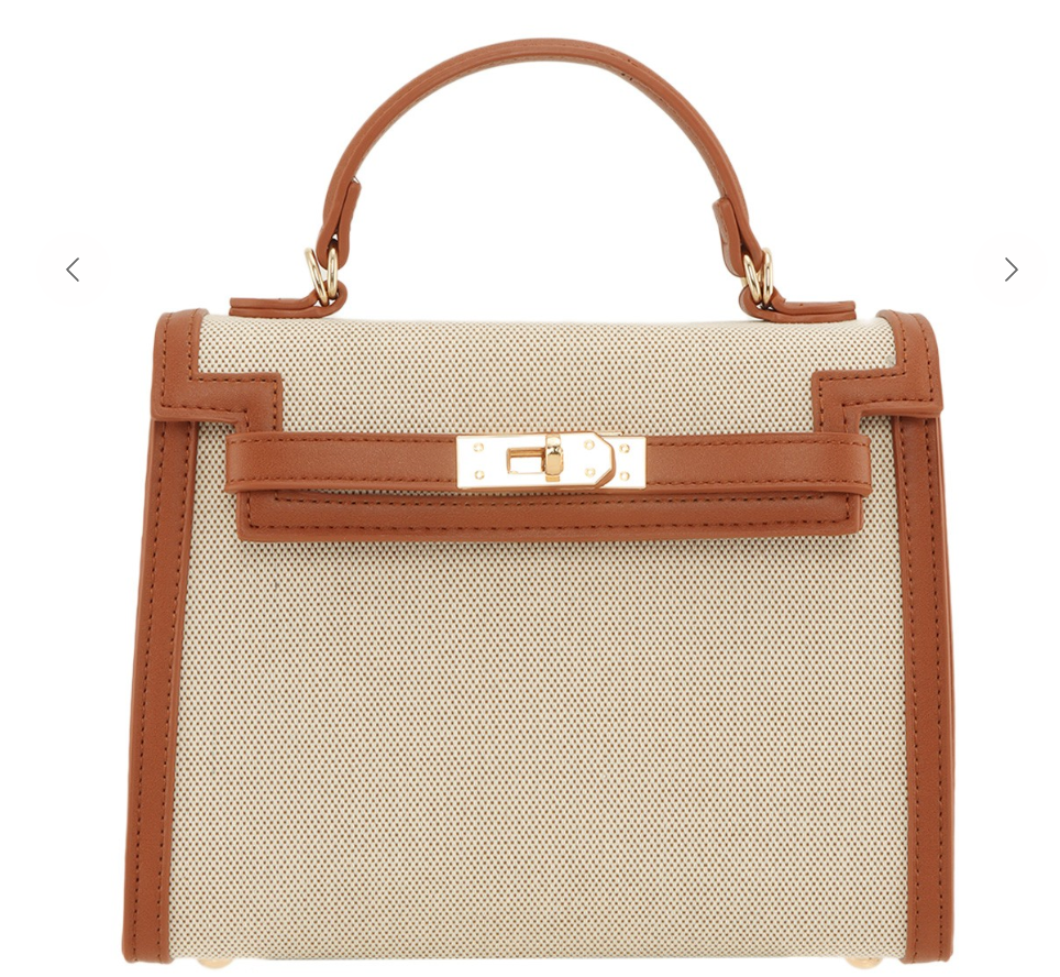 Tan Canvas Leather Crossbody Bag